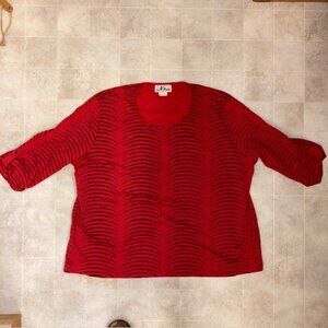 N TOUCH RED ANIMAL PRINT PLUS 3X PULLOVER LONGSLEEVE TOP